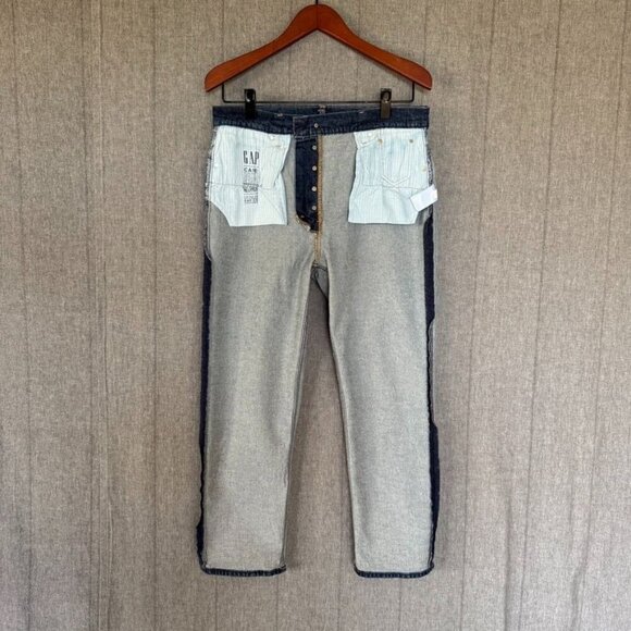 Gap Cheeky Straight High Rise Dark Indigo Blue Denim Button Fly Jeans Size 12 - Picture 6 of 14